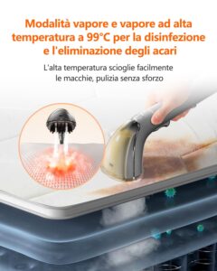 Uwant B200 - Dispositivo di pulizia per tappezzeria, 1900 W, con funzione di pulizia a vapore, adatto per tappeti, divani, tende e vestiti, volume del suono: 74 dB, potenza di aspirazione: 12000 Pa - Image 4