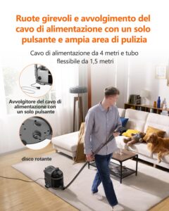 Uwant B200 - Dispositivo di pulizia per tappezzeria, 1900 W, con funzione di pulizia a vapore, adatto per tappeti, divani, tende e vestiti, volume del suono: 74 dB, potenza di aspirazione: 12000 Pa - Image 9