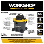 workshop Wet Dry VAC WS1200VA Heavy Duty General Purpose Wet Dry aspirapolvere, 12-gallon Shop aspirapolvere, 5.0 Peak HP Wet & Dry Vacuum - Image 3