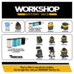 workshop Wet Dry VAC WS1200VA Heavy Duty General Purpose Wet Dry aspirapolvere, 12-gallon Shop aspirapolvere, 5.0 Peak HP Wet & Dry Vacuum - Image 6