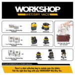 workshop Wet Dry VAC WS1200VA Heavy Duty General Purpose Wet Dry aspirapolvere, 12-gallon Shop aspirapolvere, 5.0 Peak HP Wet & Dry Vacuum - Image 7